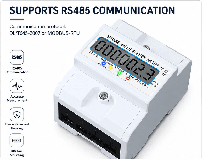 Three Phase LoRaWAN DIN Rail Energy Meter